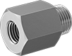 Image of Product. Straight Adapters. Front orientation. Pipe and Fittings. Miniature Low-Pressure Aluminum Threaded Pipe Fittings, Straight Adapters, Female, Threaded Fitting Connection, Male, Hex Body.