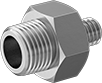 Image of Product. Front orientation. Pipe and Fittings. Miniature Low-Pressure Aluminum Threaded Pipe Fittings, Straight Adapters with Gasket, Threaded Fitting Connection, Male, Hex Body.