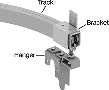 Image of System. Front orientation. Contains Annotated. Door Tracks and Fittings. Curved Roller Tracks for&nbsp;Doors,&nbsp;Curtains,&nbsp;and Strip Doors.
