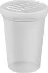 Image of Product. Front orientation. Jars. Sterile Disposable Plastic Jars, 8 fl. oz. Capacity.