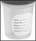 Image of Product. Front orientation. Jars. Sterile Disposable Plastic Jars.