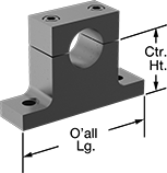 Image of Product. Front orientation. Contains Annotated. Linear Shaft Supports. Easy-Access Base-Mount Linear Shaft Supports, Tee.