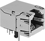 Image of Product. Horizontal Mount. Front orientation. RJ45 Connectors. Circuit Board RJ45 Connectors, Shielded, Horizontal Mount.