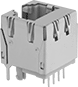 Image of Product. Vertical Mount. Front orientation. RJ45 Connectors. Circuit Board RJ45 Connectors, Shielded, Vertical Mount.