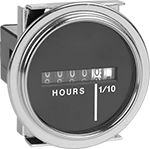 Image of Product. Front orientation. Hour Meters. Panel-Mount Electrically Actuated Hour Meters, Press On, Style M.
