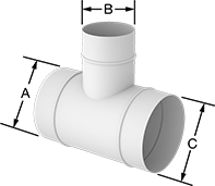 Image of Product. Front orientation. Contains Annotated. Duct and Fittings. Spiral Duct and Fittings, Tee Reducers.