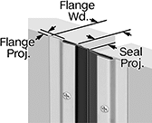 Image of ProductInUse. EPDM Flat Weatherstripping Seal. Front orientation. Contains Annotated. Weatherstripping. Double-Door Weatherstripping, Flat Weatherstripping Seal, EPDM Seal.