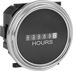 Image of Product. Front orientation. Hour Meters. Panel-Mount Electrically Actuated Hour Meters, Clip Mount, Style Q.