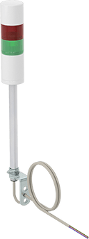 Image of Product. Back orientation. LED Stack Light, with Buzzer Alarm, 24V DC, 2 Lights, Green/Red.