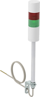 Image of Product. Front orientation. LED Stack Light, with Buzzer Alarm, 24V DC, 2 Lights, Green/Red.