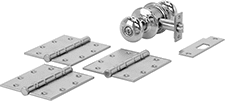 Image of Product. 3 Hinges Included. Front orientation. Door Installation Kits. Installation Kits for Single Doors with Locking Knobs, 3.