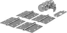 Image of Product. 4 Hinges Included. Front orientation. Door Installation Kits. Installation Kits for Single Doors with Nonlocking Knobs, 4.