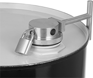 Image of ProductInUse. Front orientation. Drum Locks. For Closed-Head Drums, Padlockable.