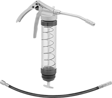 Image of Product. Front orientation. Grease Guns. Clear-Barrel Pistol-Grip Grease Guns.