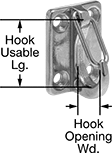 Image of Product. Front orientation. Contains Annotated. Tie-Down Hooks. Latching Hook.