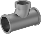 Image of Product. Inline Offset Tee Reducing Adapter. Front orientation. Pipe and Fittings. Drain, Waste, and Vent Iron and Steel Pipe Fittings, Inline Offset Tee Reducing Adapters, Threaded Fitting Connection, Female, Clamp-On Fitting Connection.