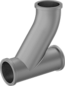 Image of Product. Front orientation. Pipe and Fittings. Drain, Waste, and Vent Iron and Steel Pipe Fittings, Long Offset Tee Connectors, Clamp On.