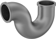 Image of Product. Front orientation. Pipe Traps. Drain, Waste, and Vent Iron Pipe Traps, 270° Bend Connectors.