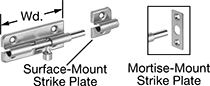 Image of Product. Style B. Front orientation. Contains Annotated, Inset. Style B. Lift-and-Drop Barrel Slide-Bolt Latches.