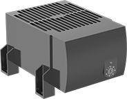 Image of Product. Bottom Mount. Front orientation. Bottom Mounting Hole. Enclosure Space Heaters , With Adjustable Thermostat.