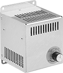 Image of Product. Side Mount. Front orientation. Side Mounting Hole. Enclosure Space Heaters , With Adjustable Thermostat.