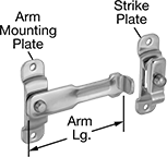 Image of Product. Front orientation. Contains Annotated. Swinging Latches. Push-Button-Release Swinging-Bar Latches.