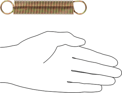 Image of Product. Side1 orientation. Contains SizingReference. Mil. Spec. Extension Spring with Loop Ends, 5" Long, 0.850" OD, 0.085" Wire Diameter.