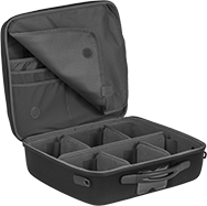 Image of Product. Front orientation. Cases. Soft Protective Storage Cases with Compartments, Polyester Fabric Cases, Adjustable Dividers, 11 Compartments.