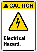 Image of Product. Front orientation. Signs. Illustrated Electrical Hazard Signs, Caution—Electrical Hazard (English)—Yellow Header.