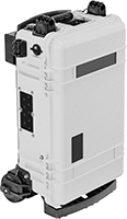 Image of Product. Style B (Shown Collapsed). Front orientation. Portable Work Lights. Cordless Adjustable-Height Portable Floodlights, Style B.