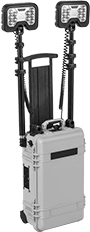 Image of Product. Style B (Shown Extended). Front orientation. Portable Work Lights. Cordless Adjustable-Height Portable Floodlights, Style B.