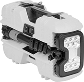 Image of Product. Style A (Shown Collapsed). Front orientation. Portable Work Lights. Cordless Adjustable-Height Portable Floodlights, Style A.