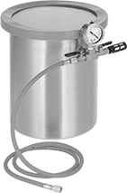 Image of Product. Front orientation. Vacuum Degassing Chambers. 304 Stainless Steel with Side-Mount Gauge.
