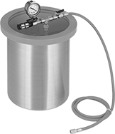 Image of Product. Front orientation. Vacuum Degassing Chambers. 304 Stainless Steel with Top-Mount Gauge.