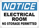 Image of Product. Front orientation. Signs. Department and Room Signs, Notice—Electrical Room No Storage Permitted (English).