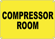 Image of Product. Front orientation. Signs. Department and Room Signs, Compressor Room (English).