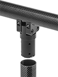 Image of ProductInUse. Front orientation. Exploded view. Slip-On Framing and Fittings. Carbon Fiber Slip-On Framing and Fittings, Connectors, Removable Tee.