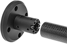 Image of ProductInUse. Front orientation. Exploded view. Slip-On Framing and Fittings. Carbon Fiber Slip-On Framing and Fittings, Rail Mounts.