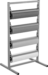 Image of ProductInUse. Four Paper Roll Horizontal Cutter. Front orientation. Paper Roll Dispensers. Horizontal Mount, 4 Rolls.