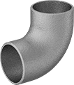 Image of Product. Front orientation. Pipe and Fittings. Low-Pressure Copper Butt-Weld Pipe Fittings, Short 90° Elbow Connectors, Butt Weld.