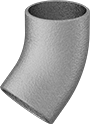 Image of Product. Front orientation. Pipe and Fittings. Low-Pressure Copper Butt-Weld Pipe Fittings, 45° Elbow Connectors, Butt Weld.