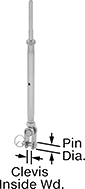 Image of Product. Front orientation. Contains Annotated. Wire Rope End Fittings. Closed-Body Clevis-to-Wire Rope Turnbuckles—Not for Lifting.