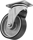 Image of Product. Swivel. Front orientation. Casters. Nonmarking High-Temperature Casters with Rubber Wheels, 1 Wheel, Swivel.
