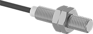 Image of Product. Flush with Wire Leads. Front orientation. 6 1/2 ft. Long Cable Lead. No-Distance-Correction DC Metallic-Object Proximity Sensors, Flush Mount.