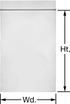 Image of Specification. Resealable Bags. Front orientation. Contains Annotated. Resealable Bags, 3" Wide, 5" High, 2 Mil Thick.