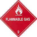 Image of Product. Front orientation. Labels. Hazardous Material Shipping Labels , Flammable Gas—2, Flame Symbol.