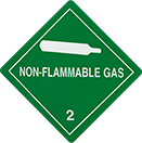 Image of Product. Front orientation. Labels. Hazardous Material Shipping Labels , Non-Flammable Gas—2, Gas Cylinder Symbol.