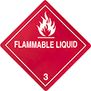 Image of Product. Front orientation. Labels. Hazardous Material Shipping Labels , Flame Symbol, Flammable Liquid—3.