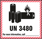 Image of Product. Front orientation. Labels. Hazardous Material Shipping Labels , UN 3480, Battery Symbol.