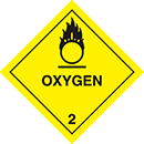Image of Product. Front orientation. Labels. Hazardous Material Shipping Labels , Oxygen—2, Flame Over Circle Symbol.